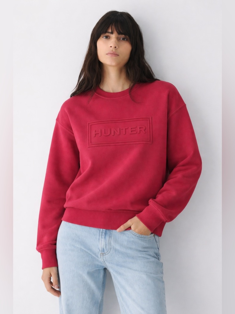 Hunter Embossed Logo Crewneck Sweatshirt XXL Red Oversized Pullover NWOT